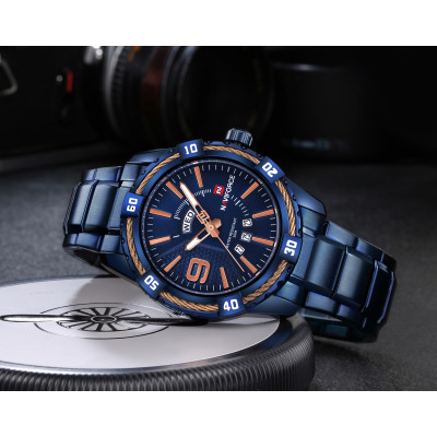 NAVIFORCE NF9117 Fashion Watch for Men Luxury Sport Waterproof Military WristWatch Business Casual Stainless Steel Strap Date