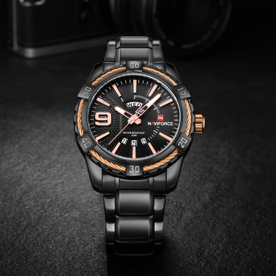 NAVIFORCE NF9117 Fashion Watch for Men Luxury Sport Waterproof Military WristWatch Business Casual Stainless Steel Strap Date