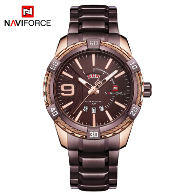 NAVIFORCE NF9117 Fashion Watch for Men Luxury Sport Waterproof Military WristWatch Business Casual Stainless Steel Strap Date