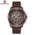 NAVIFORCE  NF9183 Man Wristwatch Fashion Sport Men Watch Military Stainless Steel Quartz Male Clock - Coffee