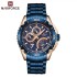 NAVIFORCE  NF9183 Man Wristwatch Fashion Sport Men Watch Military Stainless Steel Quartz Male Clock - Rose Gold Blue