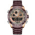 Men Watch NAVIFORCE NF9188 Fashion Dual Display Watches Mens Stainless Steel Luxury Business Wristwatch Male Clock - Coffee & Rose Gold