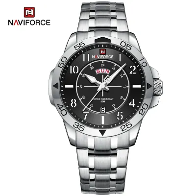 NAVIFORCE NF9204 Original Watches for Men Luxury Fashion Stainless Steel Strap Quartz Wrist watch Male Waterproof Sport Clock