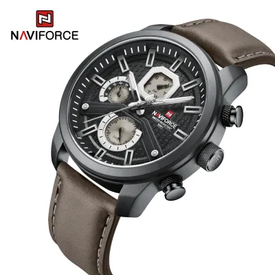 NAVIFORCE 9211 New Watches For Men Sports Man Leather Wristwatch Waterproof Quartz Classic Clock PU Leather
