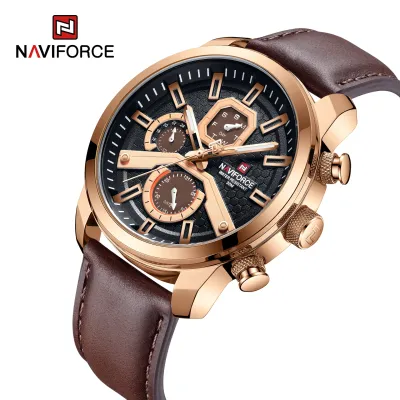 NAVIFORCE 9211 New Watches For Men Sports Man Leather Wristwatch Waterproof Quartz Classic Clock PU Leather