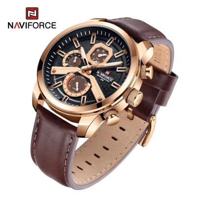 NAVIFORCE 9211 New Watches For Men Sports Man Leather Wristwatch Waterproof Quartz Classic Clock PU Leather