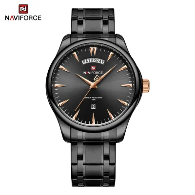 NAVIFORCE 9213 New Men Wristwatch Top Brand Luxury Date Week Man Watch Stainless Steel Classic Quartz Original Male Clock