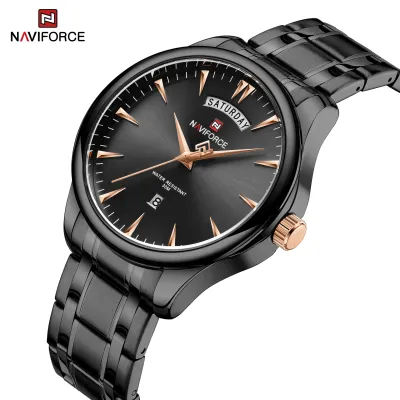 NAVIFORCE 9213 New Men Wristwatch Top Brand Luxury Date Week Man Watch Stainless Steel Classic Quartz Original Male Clock