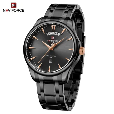 NAVIFORCE 9213 New Men Wristwatch Top Brand Luxury Date Week Man Watch Stainless Steel Classic Quartz Original Male Clock