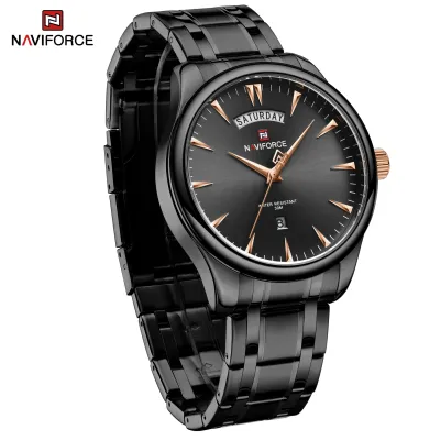 NAVIFORCE 9213 New Men Wristwatch Top Brand Luxury Date Week Man Watch Stainless Steel Classic Quartz Original Male Clock