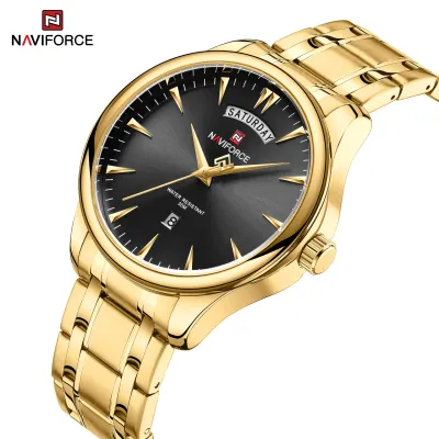NAVIFORCE 9213 New Men Wristwatch Top Brand Luxury Date Week Man Watch Stainless Steel Classic Quartz Original Male Clock