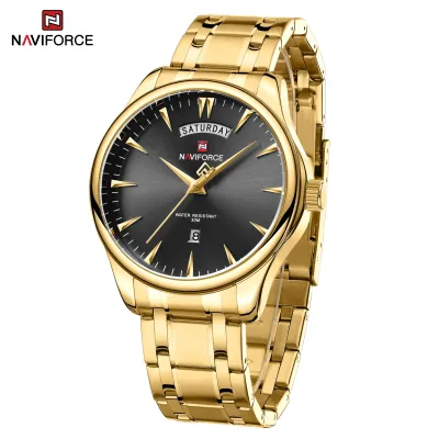 NAVIFORCE 9213 New Men Wristwatch Top Brand Luxury Date Week Man Watch Stainless Steel Classic Quartz Original Male Clock