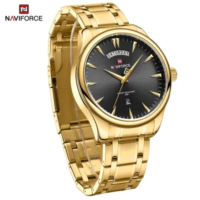 NAVIFORCE 9213 New Men Wristwatch Top Brand Luxury Date Week Man Watch Stainless Steel Classic Quartz Original Male Clock
