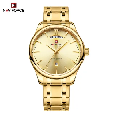 NAVIFORCE 9213 New Men Wristwatch Top Brand Luxury Date Week Man Watch Stainless Steel Classic Quartz Original Male Clock