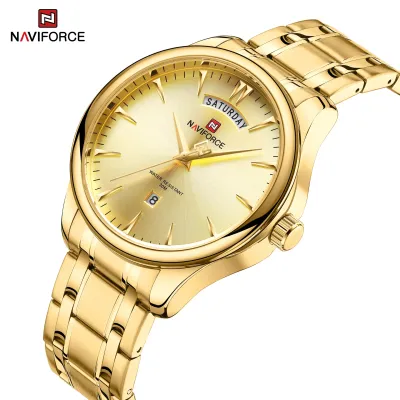 NAVIFORCE 9213 New Men Wristwatch Top Brand Luxury Date Week Man Watch Stainless Steel Classic Quartz Original Male Clock