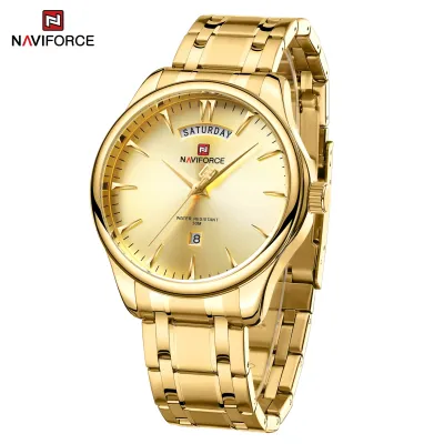 NAVIFORCE 9213 New Men Wristwatch Top Brand Luxury Date Week Man Watch Stainless Steel Classic Quartz Original Male Clock