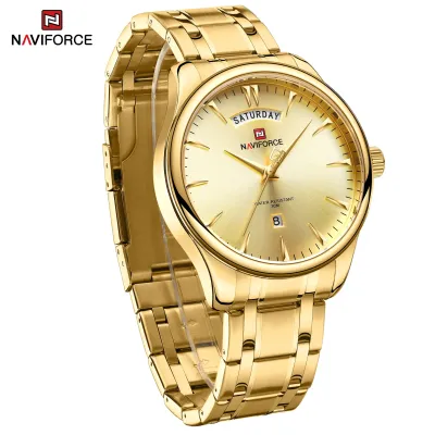 NAVIFORCE 9213 New Men Wristwatch Top Brand Luxury Date Week Man Watch Stainless Steel Classic Quartz Original Male Clock