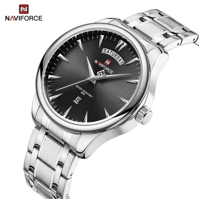 NAVIFORCE 9213 New Men Wristwatch Top Brand Luxury Date Week Man Watch Stainless Steel Classic Quartz Original Male Clock