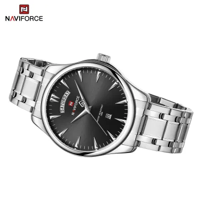 NAVIFORCE 9213 New Men Wristwatch Top Brand Luxury Date Week Man Watch Stainless Steel Classic Quartz Original Male Clock