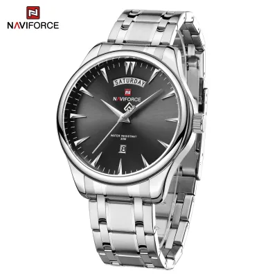 NAVIFORCE 9213 New Men Wristwatch Top Brand Luxury Date Week Man Watch Stainless Steel Classic Quartz Original Male Clock