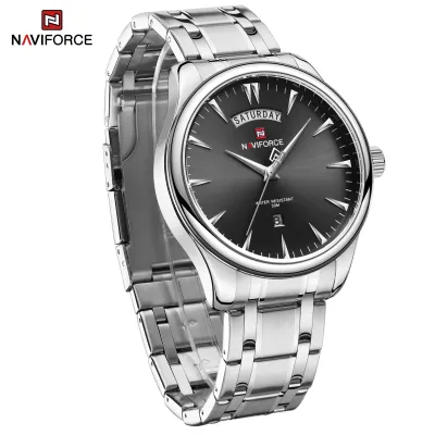 NAVIFORCE 9213 New Men Wristwatch Top Brand Luxury Date Week Man Watch Stainless Steel Classic Quartz Original Male Clock