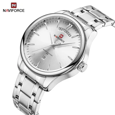 NAVIFORCE 9213 New Men Wristwatch Top Brand Luxury Date Week Man Watch Stainless Steel Classic Quartz Original Male Clock