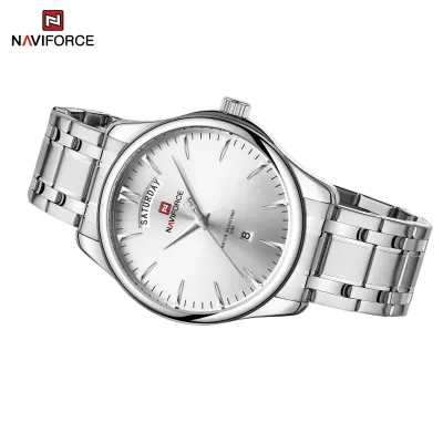 NAVIFORCE 9213 New Men Wristwatch Top Brand Luxury Date Week Man Watch Stainless Steel Classic Quartz Original Male Clock