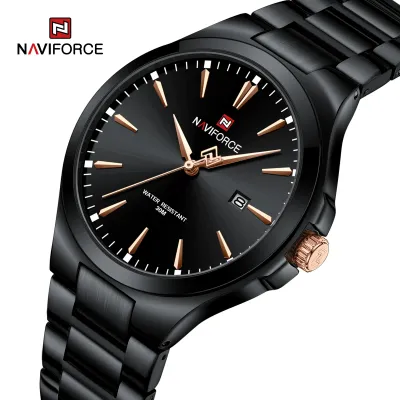 NAVIFORCE 9214 Men Original Quartz Watch Auto Date Business Dress Male Clock Stainless Steel Water Resistant Man Wrist Watches