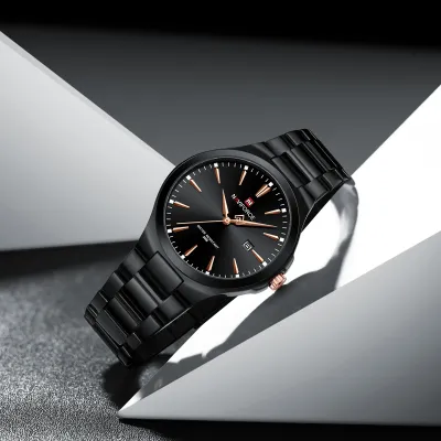 NAVIFORCE 9214 Men Original Quartz Watch Auto Date Business Dress Male Clock Stainless Steel Water Resistant Man Wrist Watches