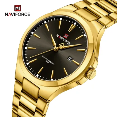 NAVIFORCE 9214 Men Original Quartz Watch Auto Date Business Dress Male Clock Stainless Steel Water Resistant Man Wrist Watches