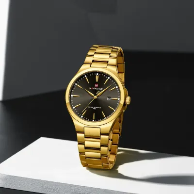 NAVIFORCE 9214 Men Original Quartz Watch Auto Date Business Dress Male Clock Stainless Steel Water Resistant Man Wrist Watches