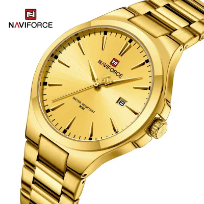 NAVIFORCE 9214 Men Original Quartz Watch Auto Date Business Dress Male Clock Stainless Steel Water Resistant Man Wrist Watches