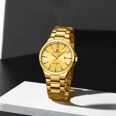 NAVIFORCE 9214 Men Original Quartz Watch Auto Date Business Dress Male Clock Stainless Steel Water Resistant Man Wrist Watches