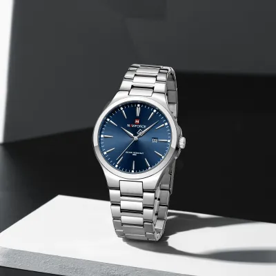 NAVIFORCE 9214 Men Original Quartz Watch Auto Date Business Dress Male Clock Stainless Steel Water Resistant Man Wrist Watches