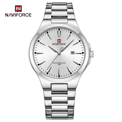 NAVIFORCE 9214 Men Original Quartz Watch Auto Date Business Dress Male Clock Stainless Steel Water Resistant Man Wrist Watches