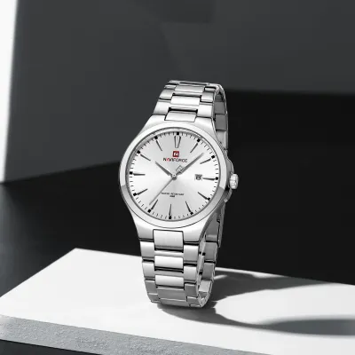 NAVIFORCE 9214 Men Original Quartz Watch Auto Date Business Dress Male Clock Stainless Steel Water Resistant Man Wrist Watches
