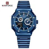 NAVIFORCE 9216 dual display luxury stainless steel men quartz wristwatch wholesale original Waterproof multifunction sports wrist watch