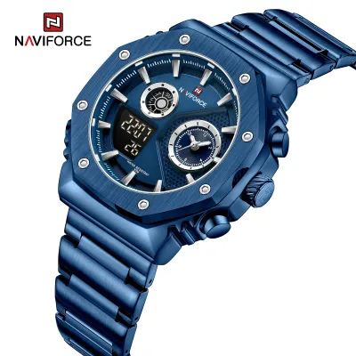 NAVIFORCE 9216 dual display luxury stainless steel men quartz wristwatch wholesale original Waterproof multifunction sports wrist watch