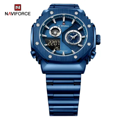 NAVIFORCE 9216 dual display luxury stainless steel men quartz wristwatch wholesale original Waterproof multifunction sports wrist watch