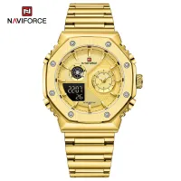 NAVIFORCE 9216 dual display luxury stainless steel men quartz wristwatch wholesale original Waterproof multifunction sports wrist watch
