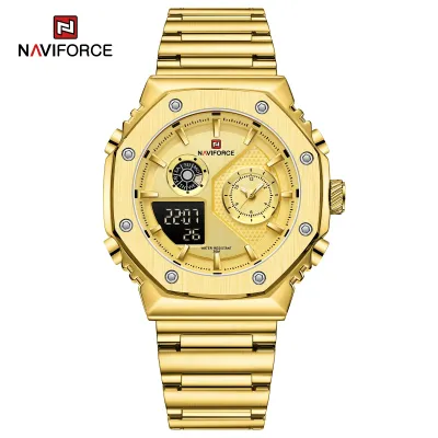 NAVIFORCE 9216 dual display luxury stainless steel men quartz wristwatch wholesale original Waterproof multifunction sports wrist watch