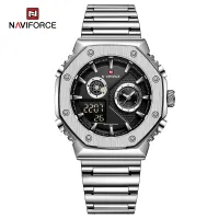 NAVIFORCE 9216 dual display luxury stainless steel men quartz wristwatch wholesale original Waterproof multifunction sports wrist watch