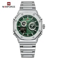 NAVIFORCE 9216 dual display luxury stainless steel men quartz wristwatch wholesale original Waterproof multifunction sports wrist watch