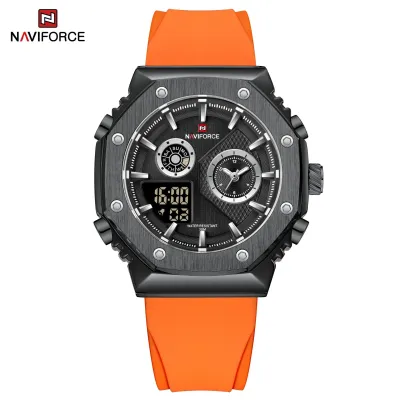 NAVIFORCE 9216 dual display luxury Silicon men quartz wristwatch wholesale original Waterproof multifunction sports wrist watch