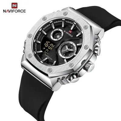 NAVIFORCE 9216 dual display luxury Silicon men quartz wristwatch wholesale original Waterproof multifunction sports wrist watch