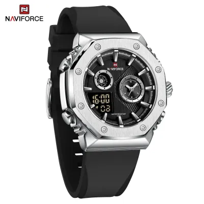 NAVIFORCE 9216 dual display luxury Silicon men quartz wristwatch wholesale original Waterproof multifunction sports wrist watch