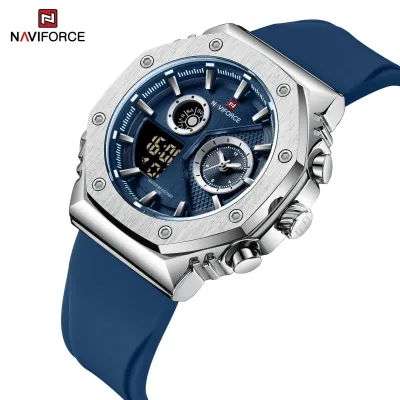 NAVIFORCE 9216 dual display luxury Silicon men quartz wristwatch wholesale original Waterproof multifunction sports wrist watch