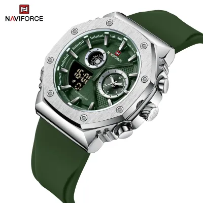 NAVIFORCE 9216 dual display luxury Silicon men quartz wristwatch wholesale original Waterproof multifunction sports wrist watch