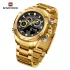 NAVIFORCE 9217 Watches Mens Luxury LCD Analog Digital Stainless Steel Man Wristwatch Casual Quartz Luminous Male Clock
