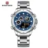 NAVIFORCE 9217 Watches Mens Luxury LCD Analog Digital Stainless Steel Man Wristwatch Casual Quartz Luminous Male Clock